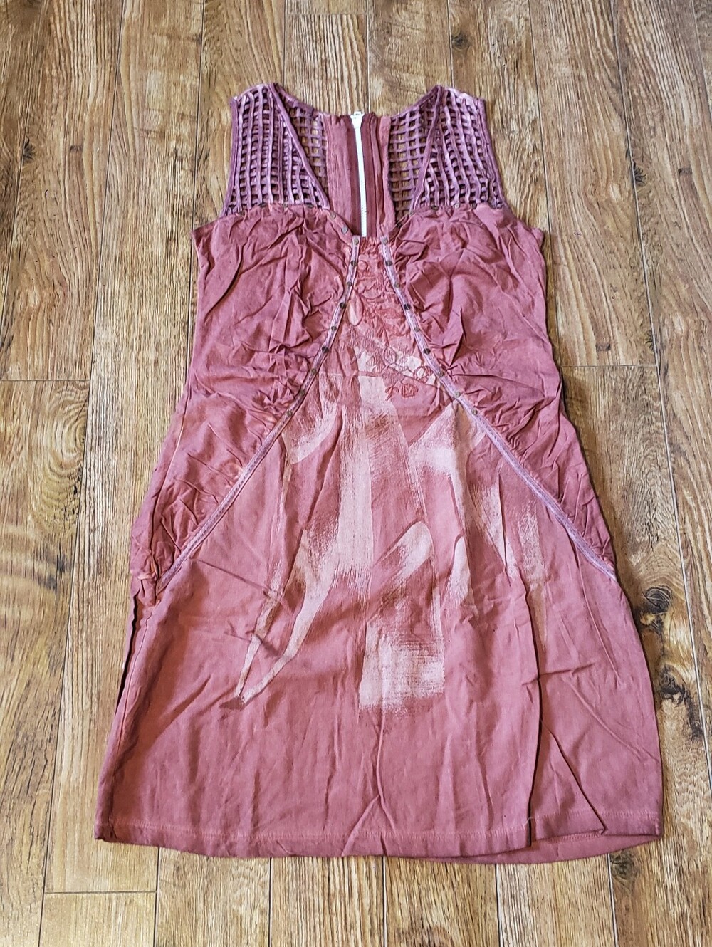 Sleeveless Mauve Crochet-Detail Dress
